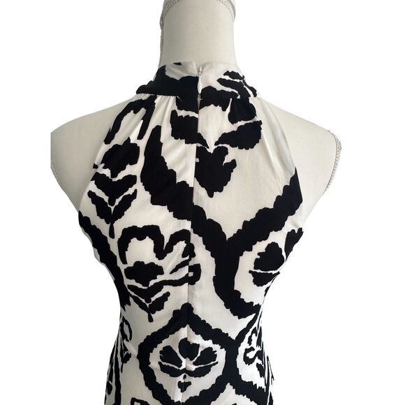 WHITE HOUSE BLACK MARKET WHBM Black White Keyhole Midi Dress Size 0 - Picture 3 of 6
